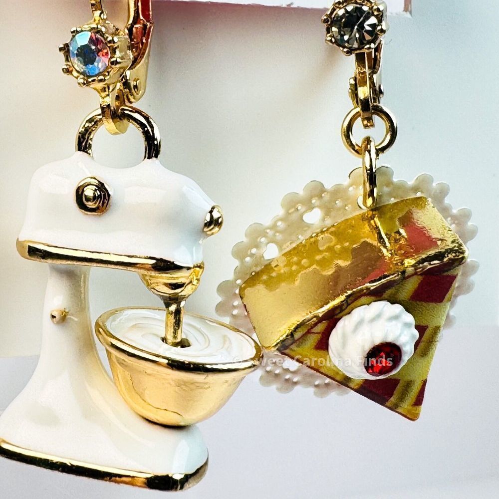 Betsey Johnson • Babycakes Pie & Mixer Earrings • Mismatch Drop • Cherry Pie - Picture 3 of 12